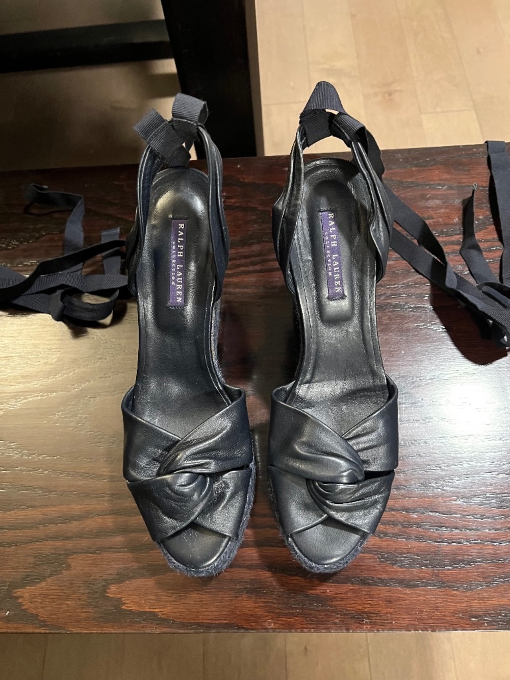 NEW Ralph Lauren Purple Label Collection High Espadrilles Sandals Sz 9 1/2